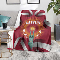 Latvia Blanket with Freedom Monument and Doves Graphic – 18 November 1918 Design