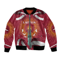 Latvia Bomber Jacket with Freedom Monument and Doves Graphic – 18 November 1918 Design