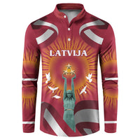 Latvia Button Sweatshirt with Freedom Monument and Doves Graphic – 18 November 1918 Design