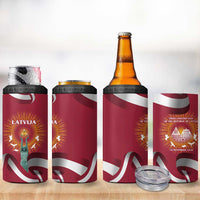 Latvia 4 in 1 Can Cooler Tumbler with Freedom Monument and Doves Graphic – 18 November 1918 Design