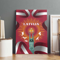 Latvia Canvas Wall Art with Freedom Monument and Doves Graphic – 18 November 1918 Design