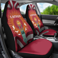 Latvia Car Seat Cover with Freedom Monument and Doves Graphic – 18 November 1918 Design