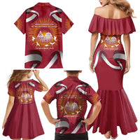 Latvia Family Matching Mermaid Dress and Hawaiian Shirt with Freedom Monument and Doves Graphic – 18 November 1918 Design