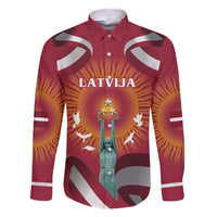 Latvia Family Matching Short Sleeve Bodycon Dress and Hawaiian Shirt with Freedom Monument and Doves Graphic – 18 November 1918 Design