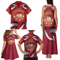 Latvia Family Matching Tank Maxi Dress and Hawaiian Shirt with Freedom Monument and Doves Graphic – 18 November 1918 Design