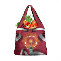 Latvia Grocery Bag with Freedom Monument and Doves Graphic – 18 November 1918 Design