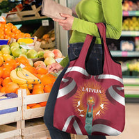 Latvia Grocery Bag with Freedom Monument and Doves Graphic – 18 November 1918 Design