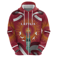 Latvia Hoodie with Freedom Monument and Doves Graphic – 18 November 1918 Design