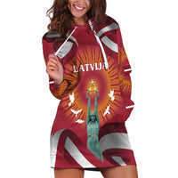 Latvia Hoodie Dress with Freedom Monument and Doves Graphic – 18 November 1918 Design