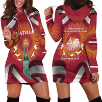 Latvia Hoodie Dress with Freedom Monument and Doves Graphic – 18 November 1918 Design