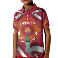 Latvia Kid Polo Shirt with Freedom Monument and Doves Graphic – 18 November 1918 Design