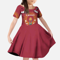 Latvia Kid Short Sleeve Dress with Freedom Monument and Doves Graphic – 18 November 1918 Design