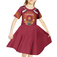 Latvia Kid Short Sleeve Dress with Freedom Monument and Doves Graphic – 18 November 1918 Design