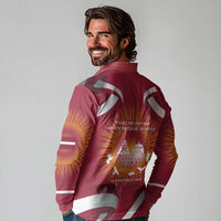 Latvia Long Sleeve Polo Shirt with Freedom Monument and Doves Graphic – 18 November 1918 Design