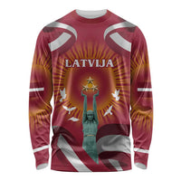 Latvia Long Sleeve Shirt with Freedom Monument and Doves Graphic – 18 November 1918 Design