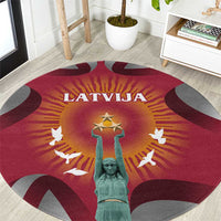 Latvia Round Carpet with Freedom Monument and Doves Graphic – 18 November 1918 Design