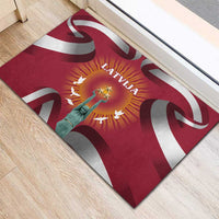 Latvia Rubber Doormat with Freedom Monument and Doves Graphic – 18 November 1918 Design
