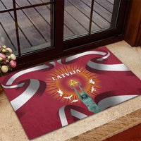 Latvia Rubber Doormat with Freedom Monument and Doves Graphic – 18 November 1918 Design