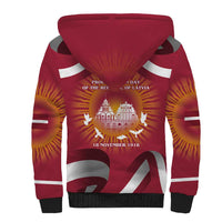 Latvia Sherpa Hoodie with Freedom Monument and Doves Graphic – 18 November 1918 Design