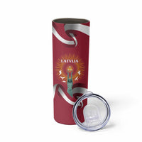Latvia Skinny Tumbler with Freedom Monument and Doves Graphic – 18 November 1918 Design