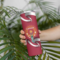 Latvia Skinny Tumbler with Freedom Monument and Doves Graphic – 18 November 1918 Design