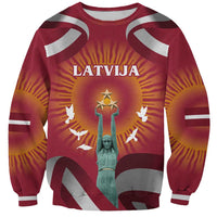 Latvia Sweatshirt with Freedom Monument and Doves Graphic – 18 November 1918 Design
