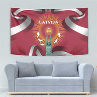 Latvia Tapestry with Freedom Monument and Doves Graphic – 18 November 1918 Design