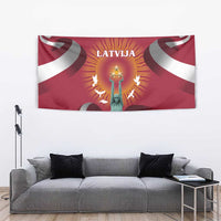 Latvia Tapestry with Freedom Monument and Doves Graphic – 18 November 1918 Design