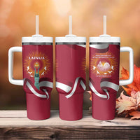 Latvia Tumbler With Handle with Freedom Monument and Doves Graphic – 18 November 1918 Design
