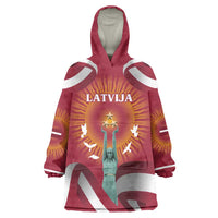 Latvia Wearable Blanket Hoodie with Freedom Monument and Doves Graphic – 18 November 1918 Design