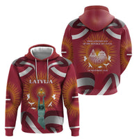 Latvia Zip Hoodie with Freedom Monument and Doves Graphic – 18 November 1918 Design