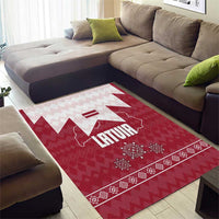 Latvia Area Rug with National Coat of Arms and Knit Pattern – Three Stars One Heart Design
