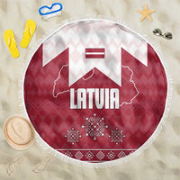 Latvia Beach Blanket with National Coat of Arms and Knit Pattern – Three Stars One Heart Design