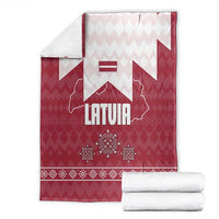 Latvia Blanket with National Coat of Arms and Knit Pattern – Three Stars One Heart Design
