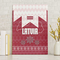 Latvia Canvas Wall Art with National Coat of Arms and Knit Pattern – Three Stars One Heart Design