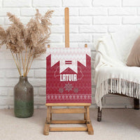 Latvia Canvas Wall Art with National Coat of Arms and Knit Pattern – Three Stars One Heart Design