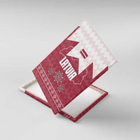 Latvia Canvas Wall Art with National Coat of Arms and Knit Pattern – Three Stars One Heart Design