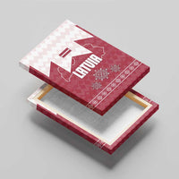 Latvia Canvas Wall Art with National Coat of Arms and Knit Pattern – Three Stars One Heart Design