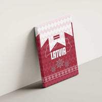 Latvia Canvas Wall Art with National Coat of Arms and Knit Pattern – Three Stars One Heart Design