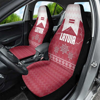 Latvia Car Seat Cover with National Coat of Arms and Knit Pattern – Three Stars One Heart Design
