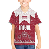 Latvia Family Matching Mermaid Dress and Hawaiian Shirt with National Coat of Arms and Knit Pattern – Three Stars One Heart Design