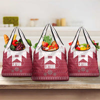 Latvia Grocery Bag with National Coat of Arms and Knit Pattern – Three Stars One Heart Design