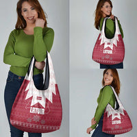 Latvia Grocery Bag with National Coat of Arms and Knit Pattern – Three Stars One Heart Design