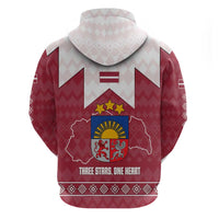 Latvia Hoodie with National Coat of Arms and Knit Pattern – Three Stars One Heart Design