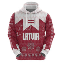 Latvia Hoodie with National Coat of Arms and Knit Pattern – Three Stars One Heart Design