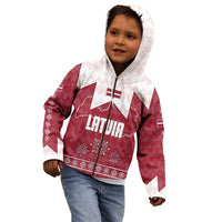 Latvia Kid Hoodie with National Coat of Arms and Knit Pattern – Three Stars One Heart Design