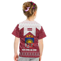 Latvia Kid T Shirt with National Coat of Arms and Knit Pattern – Three Stars One Heart Design