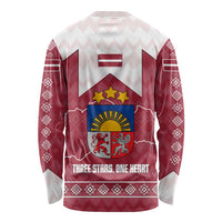 Latvia Long Sleeve Shirt with National Coat of Arms and Knit Pattern – Three Stars One Heart Design