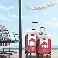 Latvia Luggage Cover with National Coat of Arms and Knit Pattern – Three Stars One Heart Design