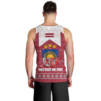 Latvia Men Tank Top with National Coat of Arms and Knit Pattern – Three Stars One Heart Design